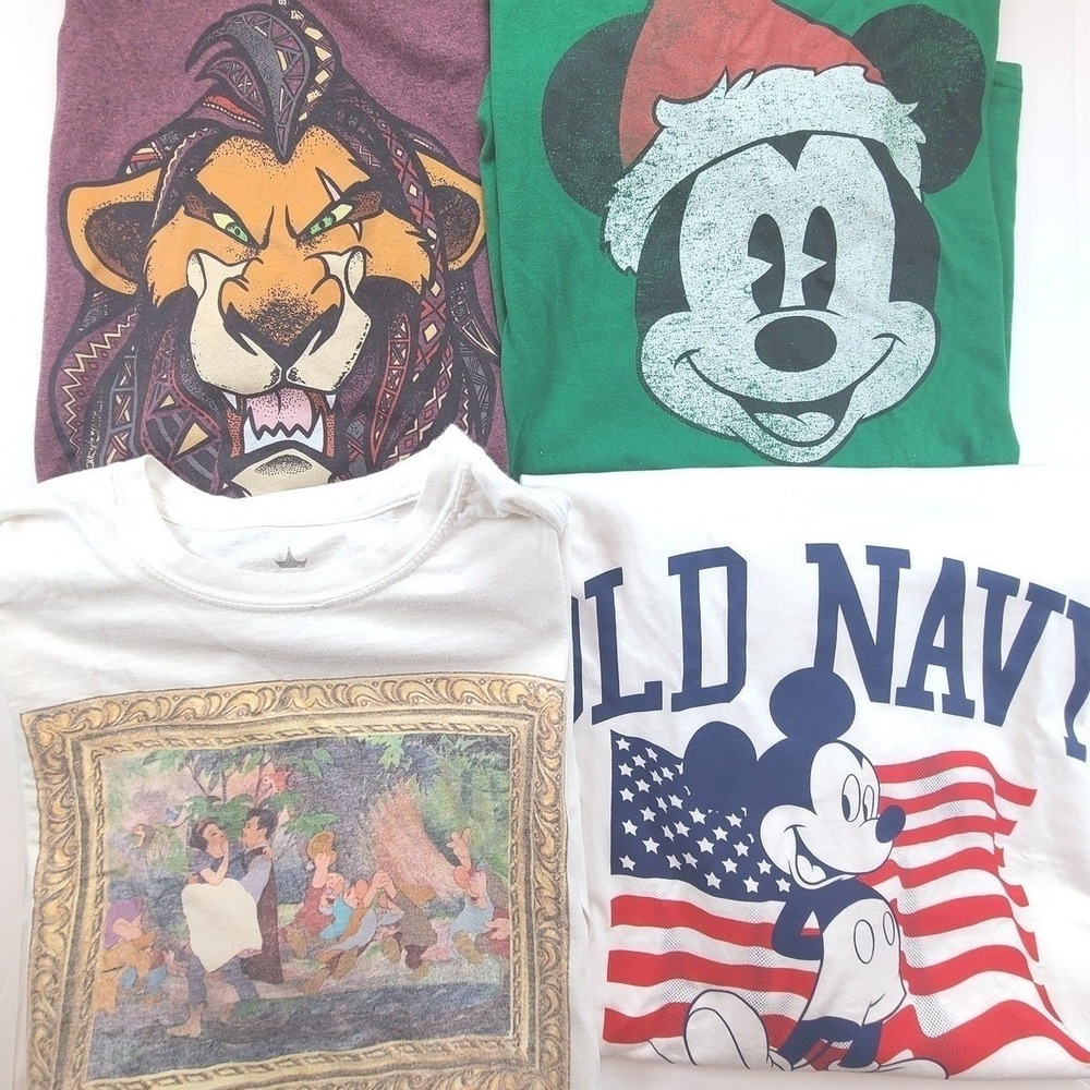 Disney Men T-Shirt 2XL Casual Scar Mickey Mouse Old Navy Graphic Print Lots Of 4